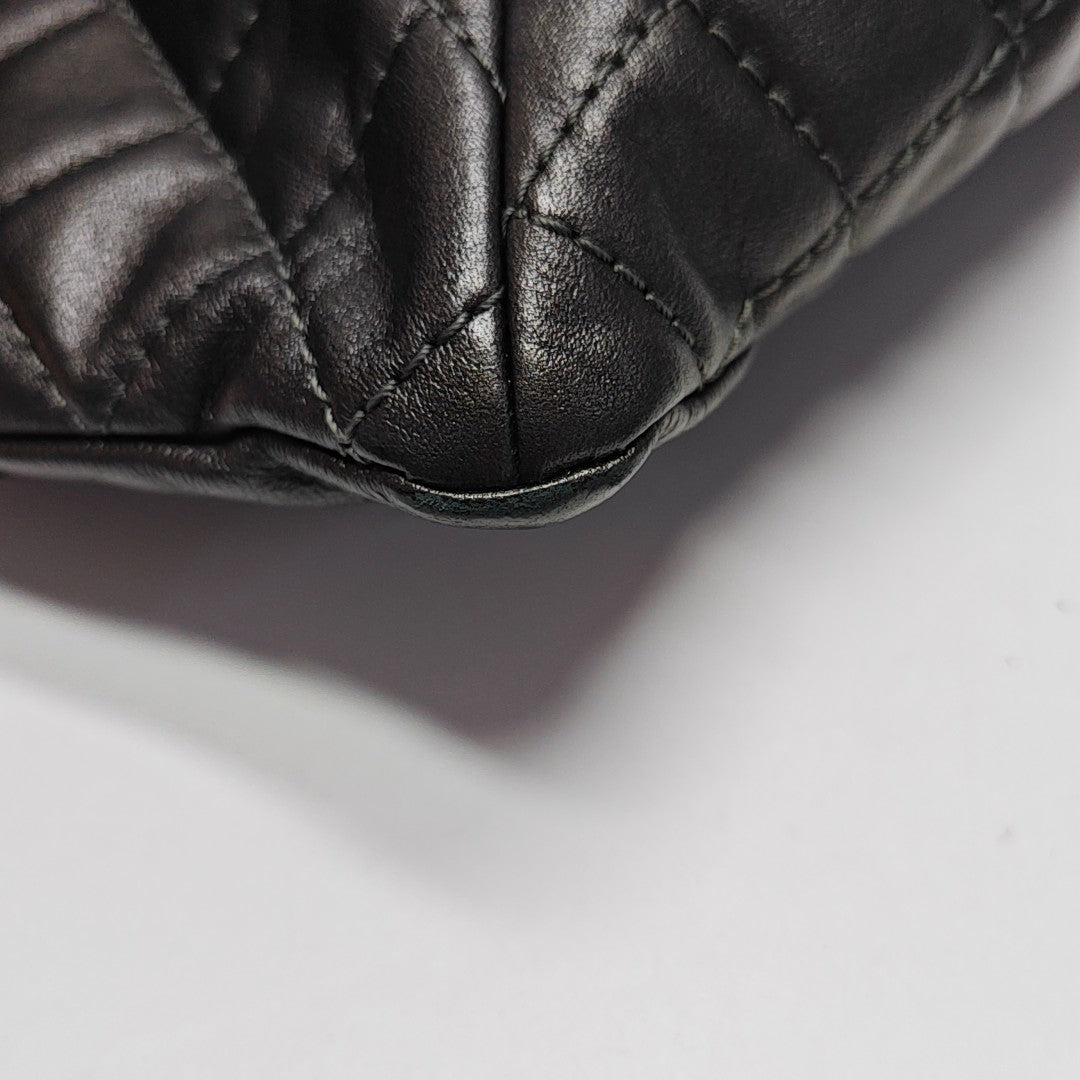 Quilted Calfskin Backpack Gray
