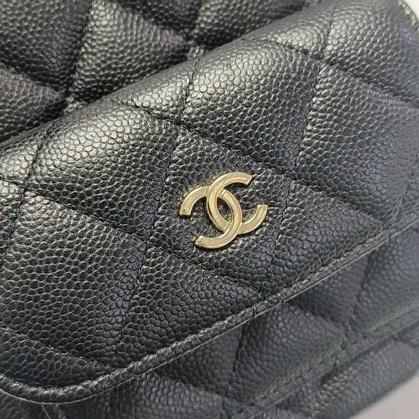Quilted Grained Calfskin Backpack Mini Black