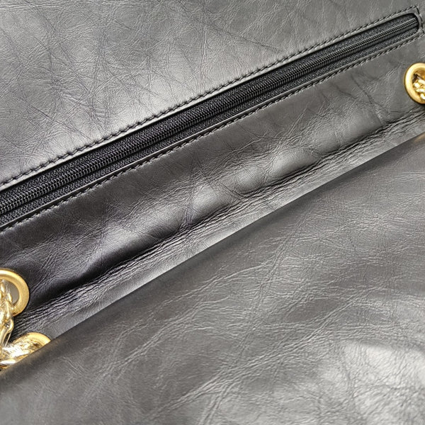 2.55 Maxi Quilted Waxed Cafskin Black