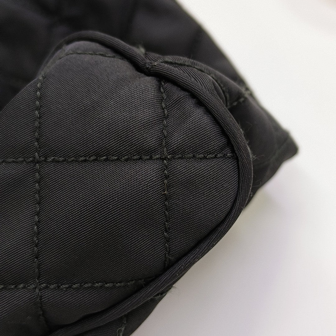 Quilted Nylon Clutch Black