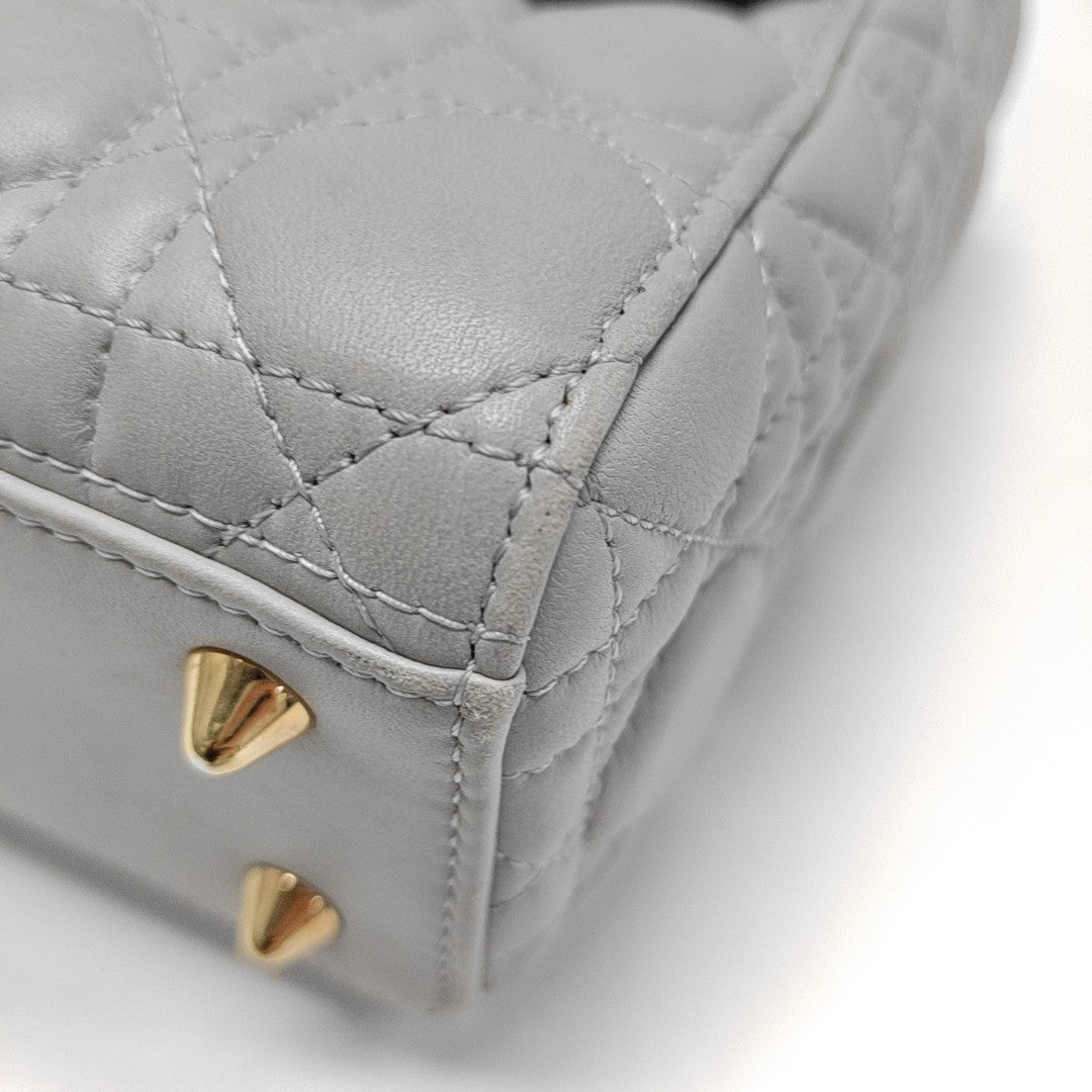 Lady Dior Small Cannage Lambskin Gray