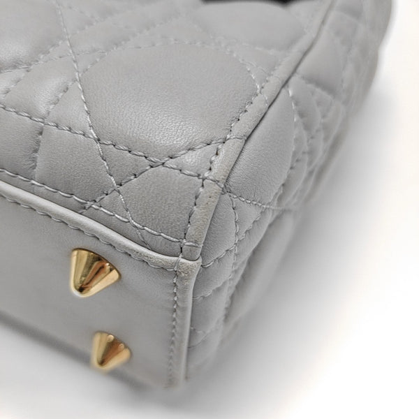 Lady Dior Small Cannage Lambskin Gray
