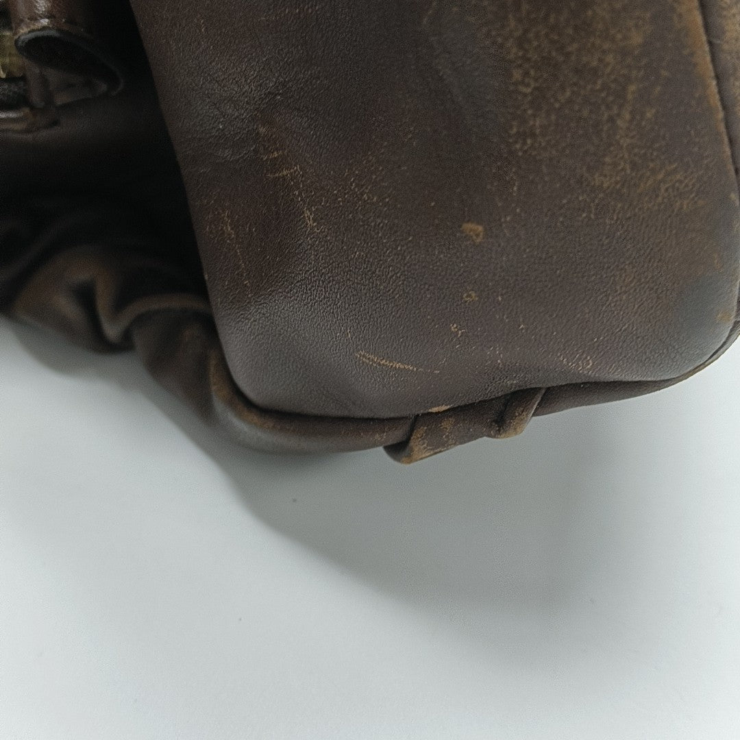 Leather Top Handle Bag Brown