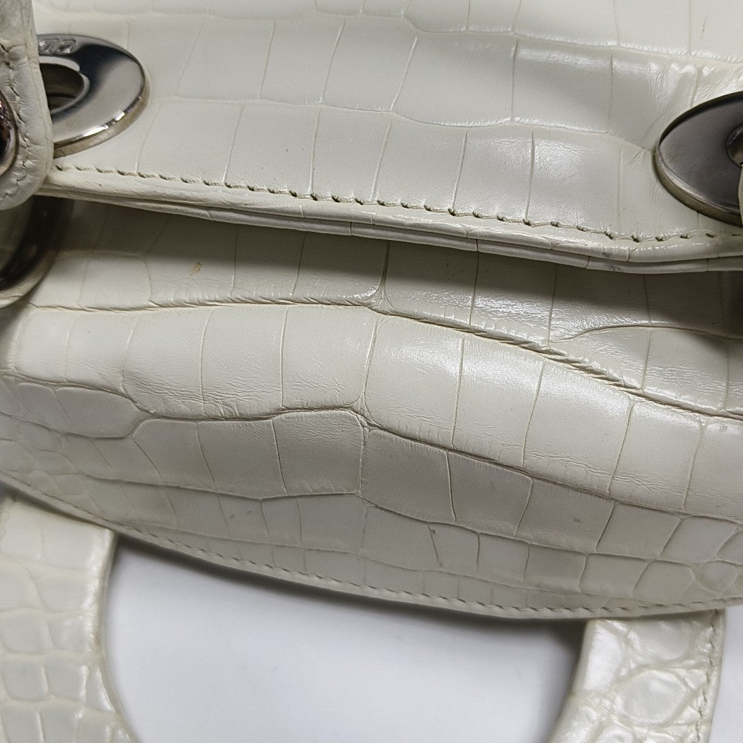 Lady Dior Mini Crocodile White