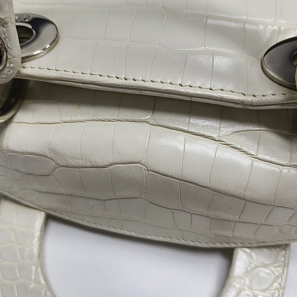 Lady Dior Mini Crocodile White