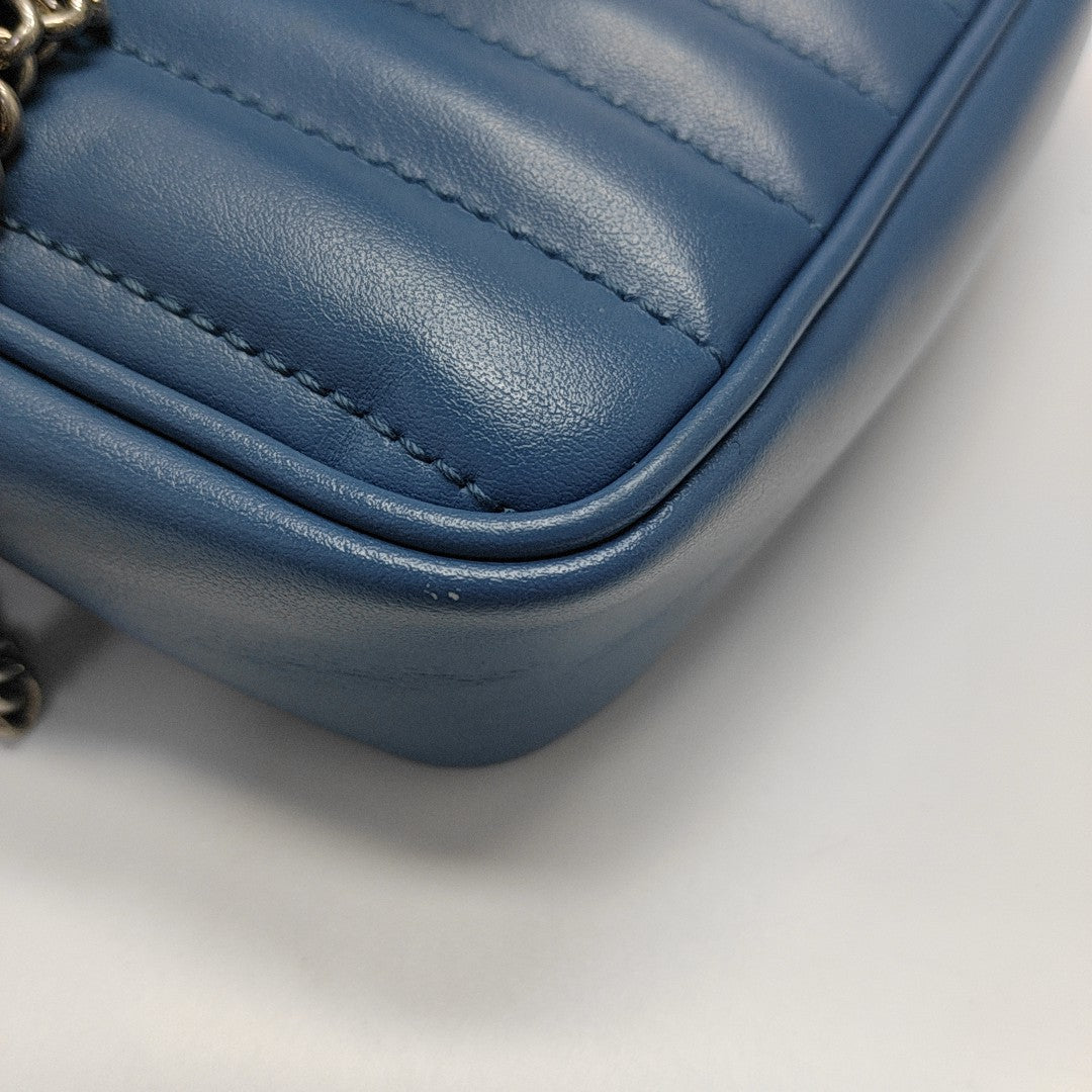 GG Marmont Mini Quilted Calfskin Blue
