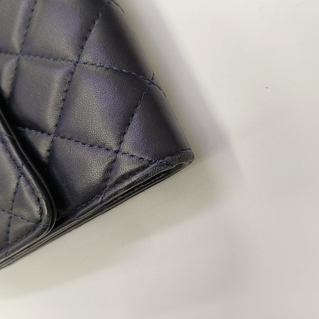 CLASSIC FLAP Mini Quilted Lambskin Blue Wallet