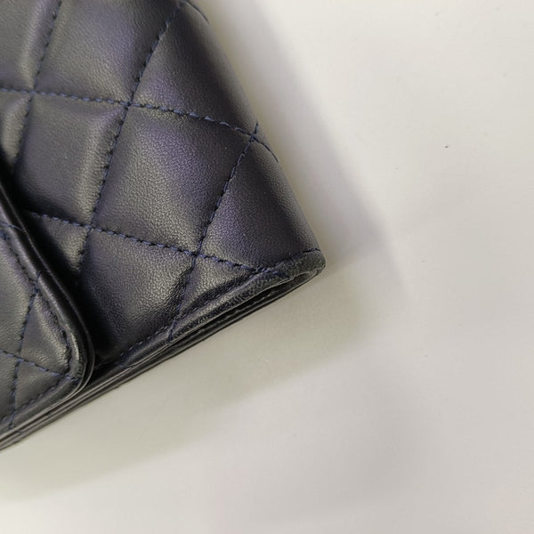CLASSIC FLAP Mini Quilted Lambskin Blue Wallet