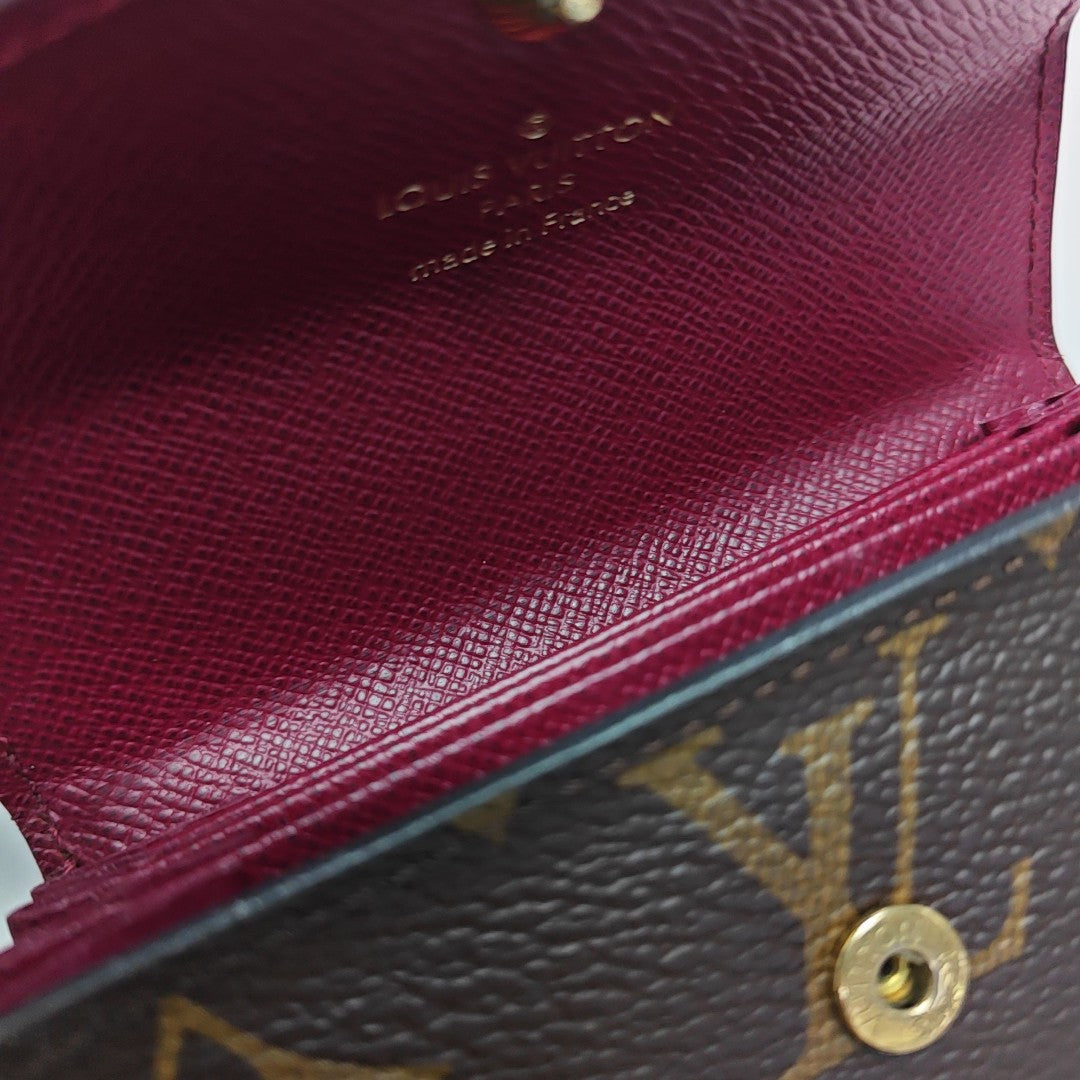 MARIE LOU Monogram Coated Canvas Brown Card Holder