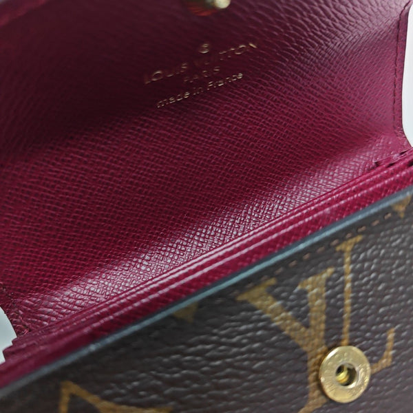 MARIE LOU Monogram Coated Canvas Brown Card Holder