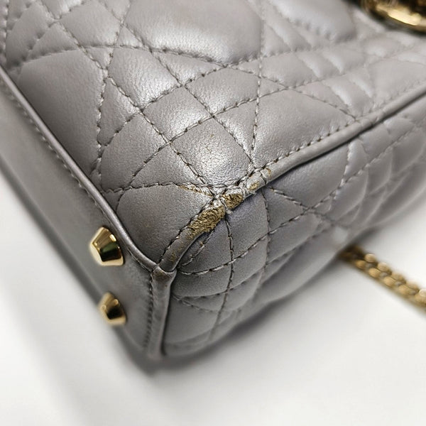 Authenticated pre-owned  Lady Dior Mini Cannage Lambskin Gray - Tote Bag at Looply