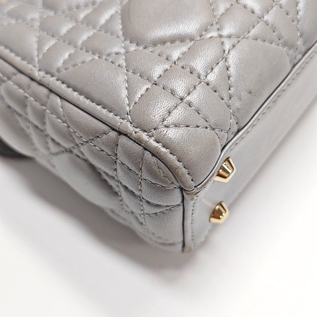 Lady Dior Mini Cannage Lambskin Gray