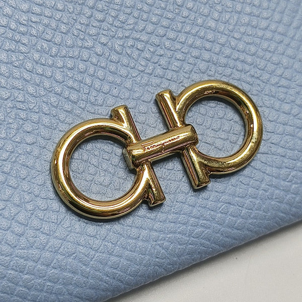 Gancini Calfskin Blue Card Holder