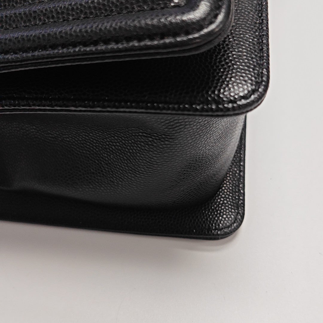 BOY CHANEL Medium Quilted Grained Calfskin Black