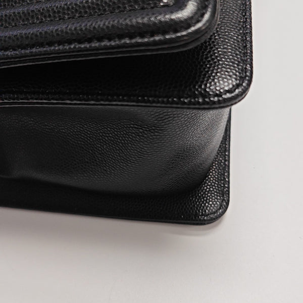 BOY CHANEL Medium Quilted Grained Calfskin Black