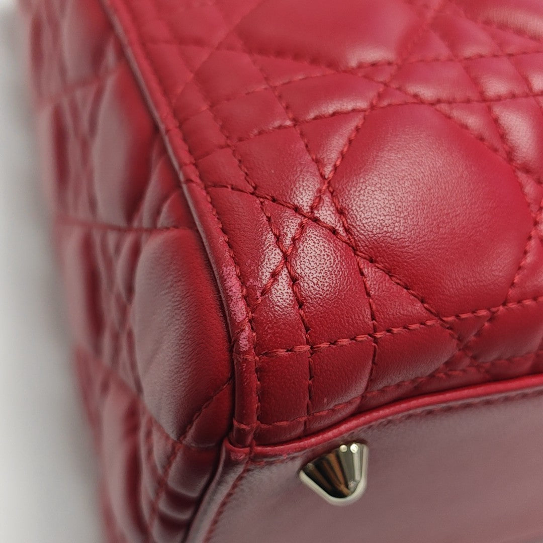 Lady Dior Large Cannage Lambskin Red