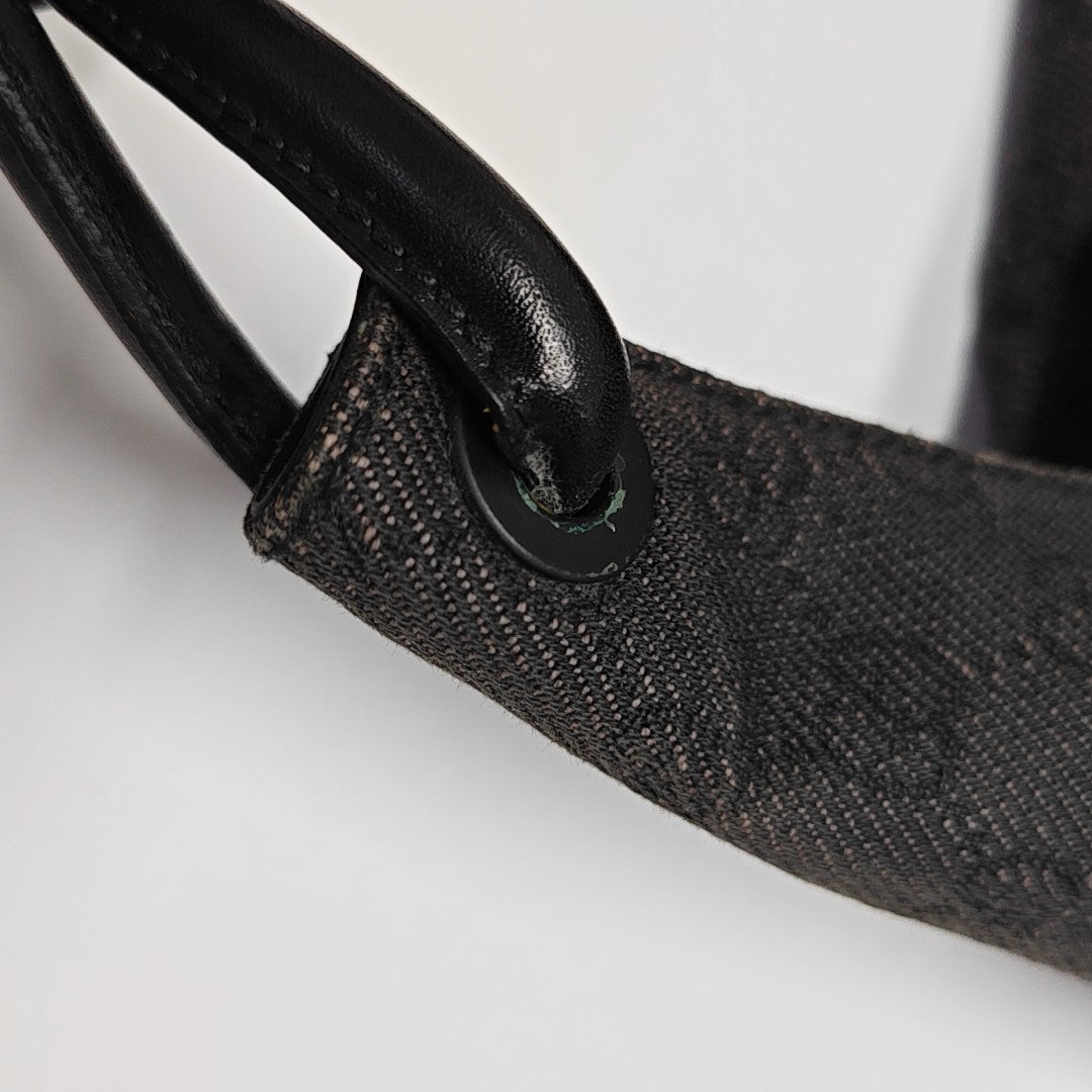 Monogram Denim Top Handle Bag Black
