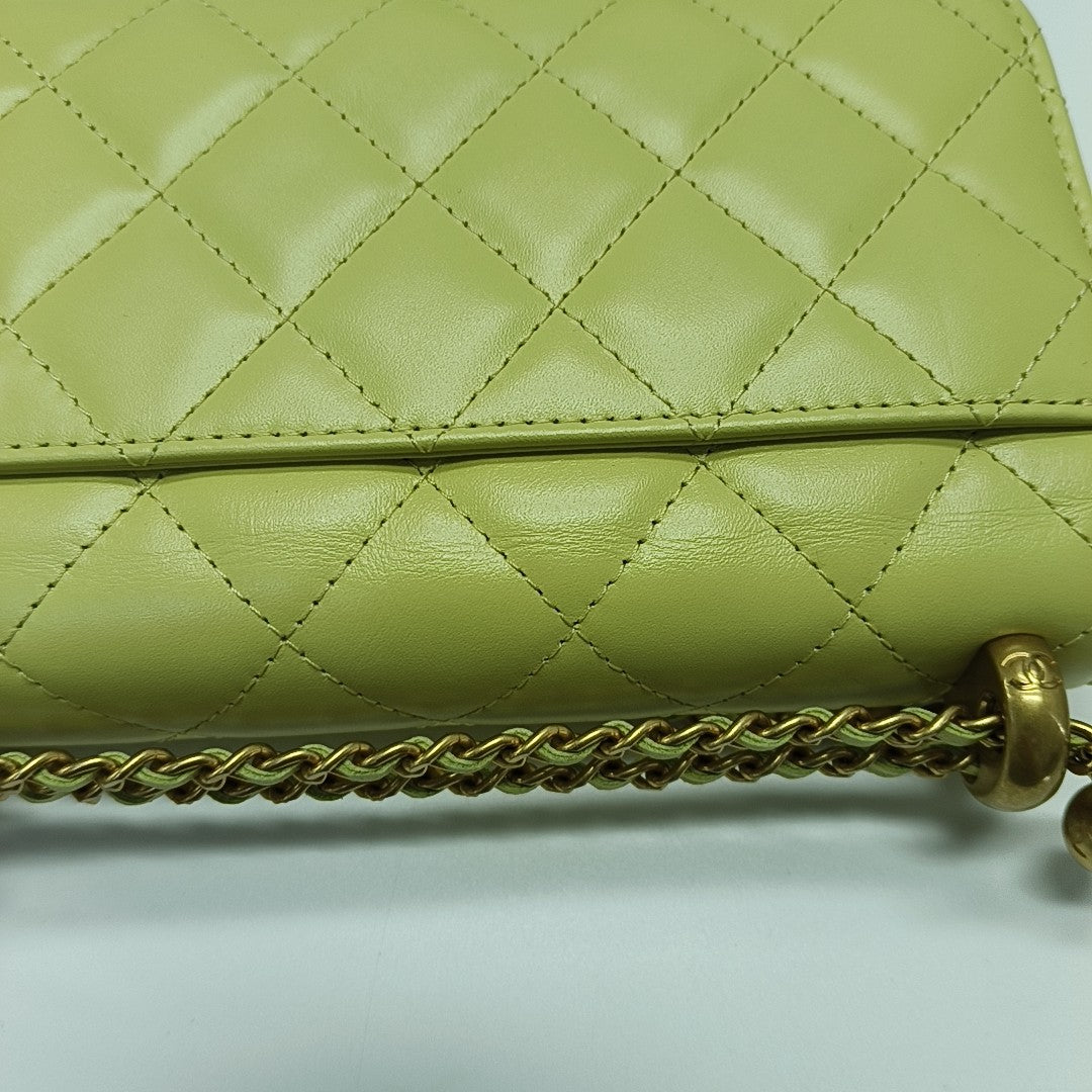 Quilted Calfskin Shoulder Bag Yellow