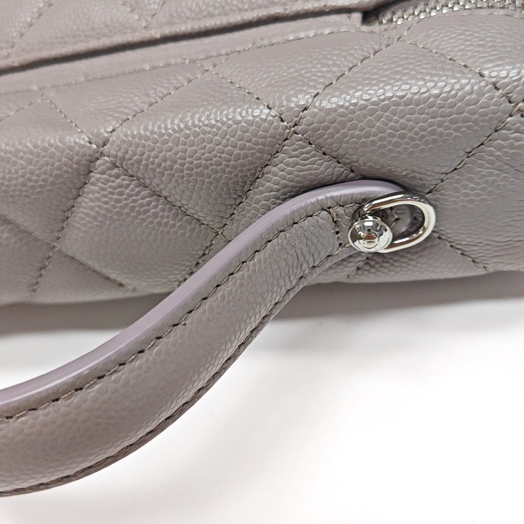 VANITY CASE Quilted Grained Calfskin Gray