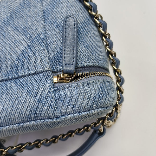 VINTAGE COSMETIC BAGS Chevron Denim Blue
