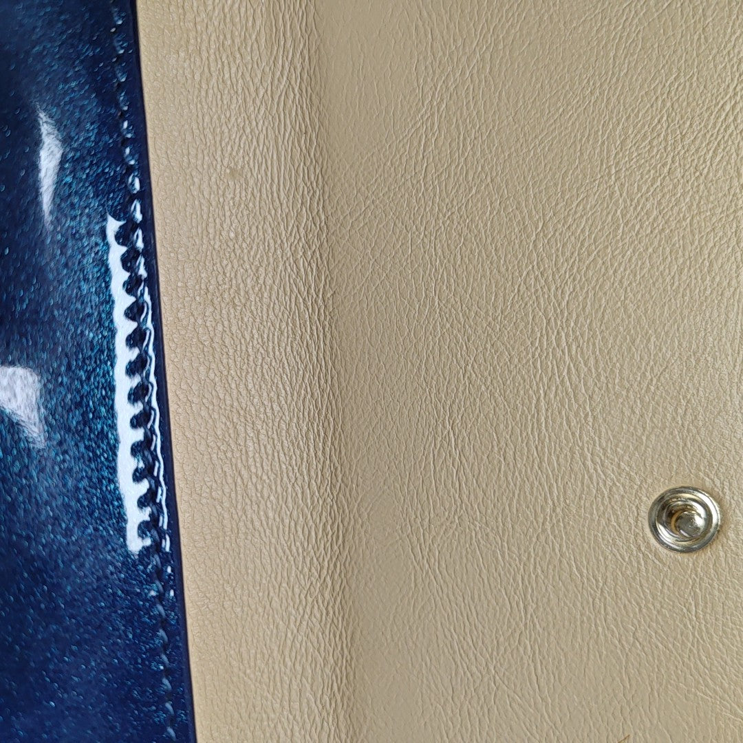 Patent Leather Top Handle Bag Blue