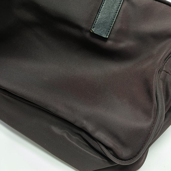 Nylon Top Handle Bag Brown