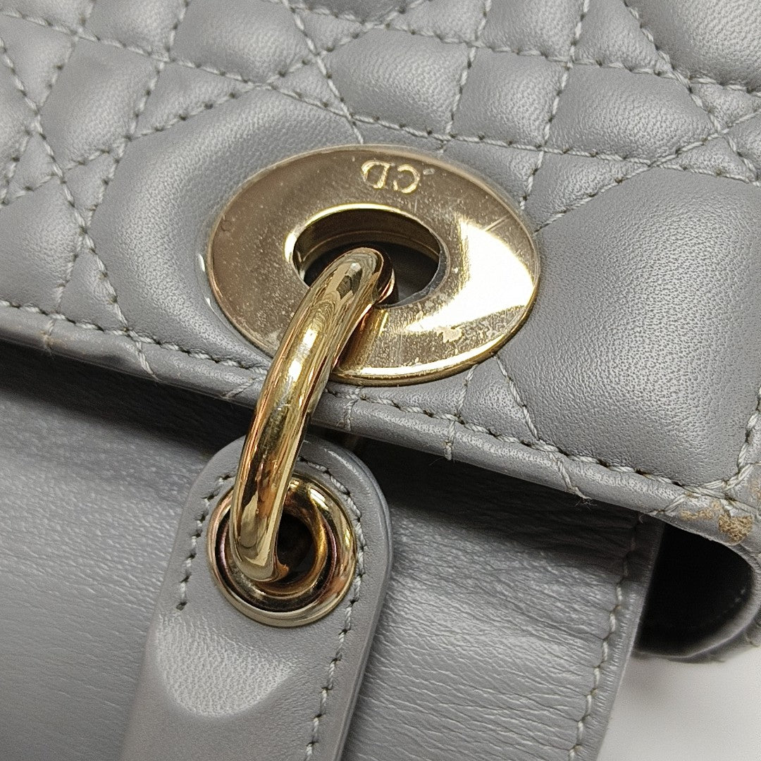 Lady Dior Small Cannage Lambskin Gray