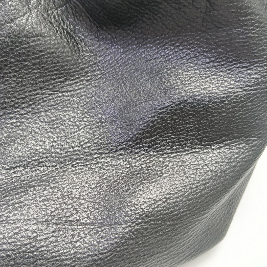 Leather Top Handle Bag Black
