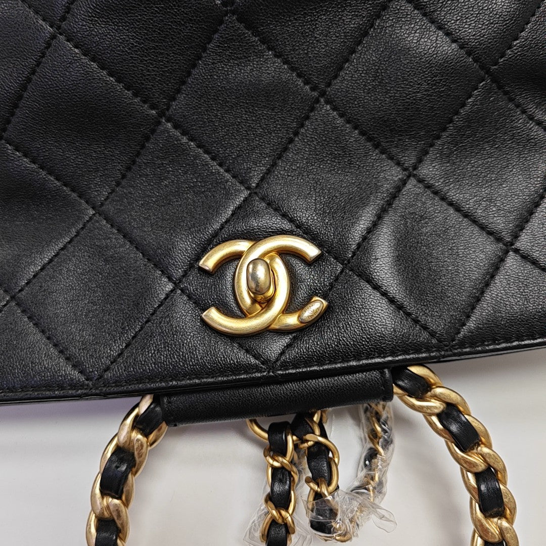 Quilted Lambskin Backpack Black