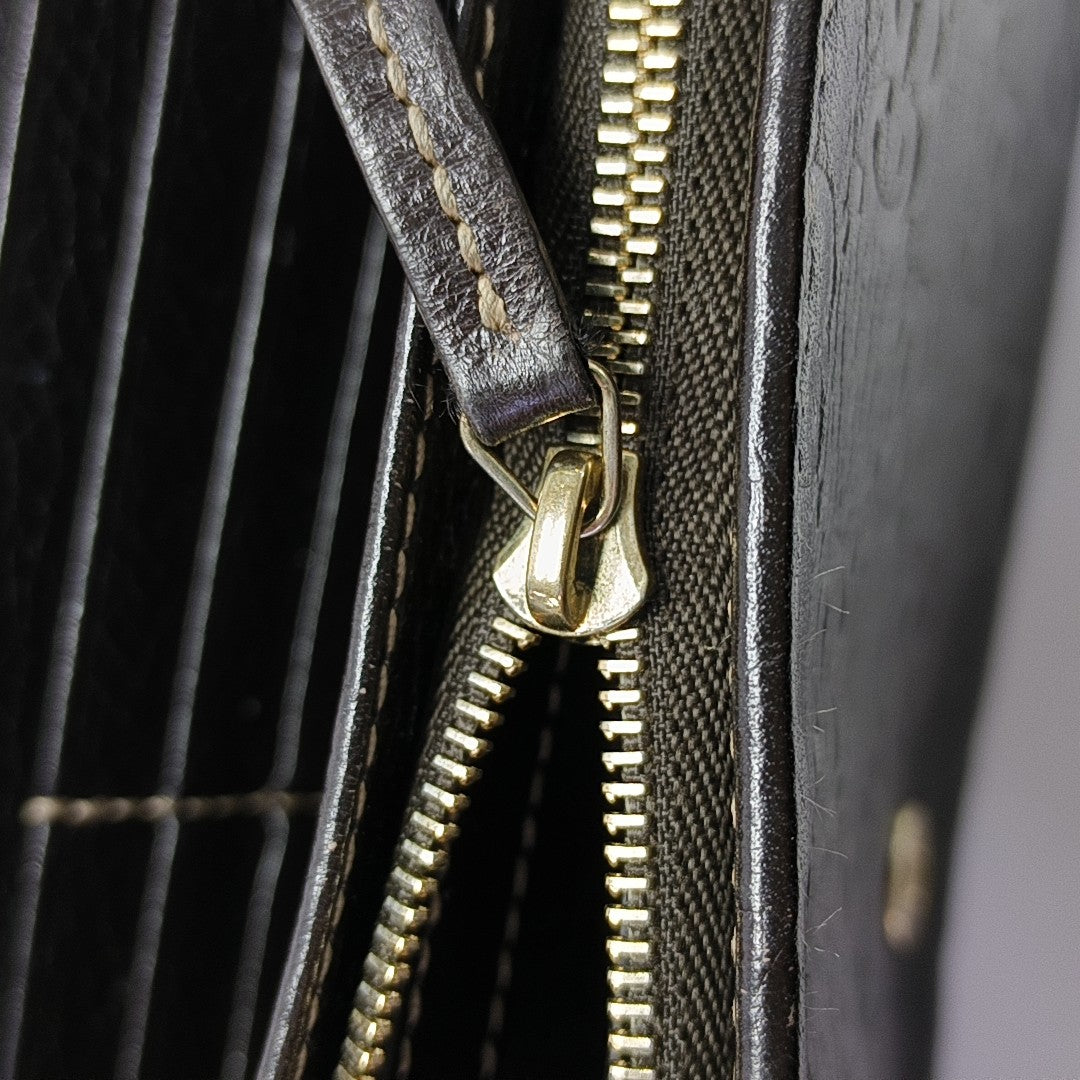 Monogram Calfskin Top Handle Bag Brown