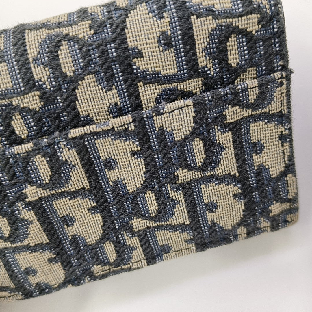 Saddle Mini Oblique Canvas Blue Wallet