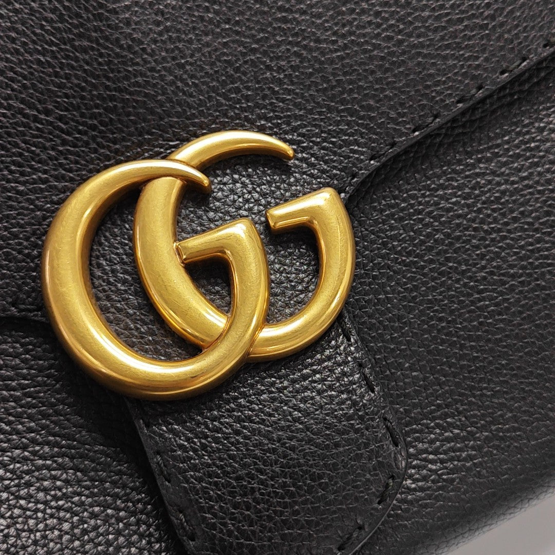 GG Marmont Top Handle Large Calfskin Black