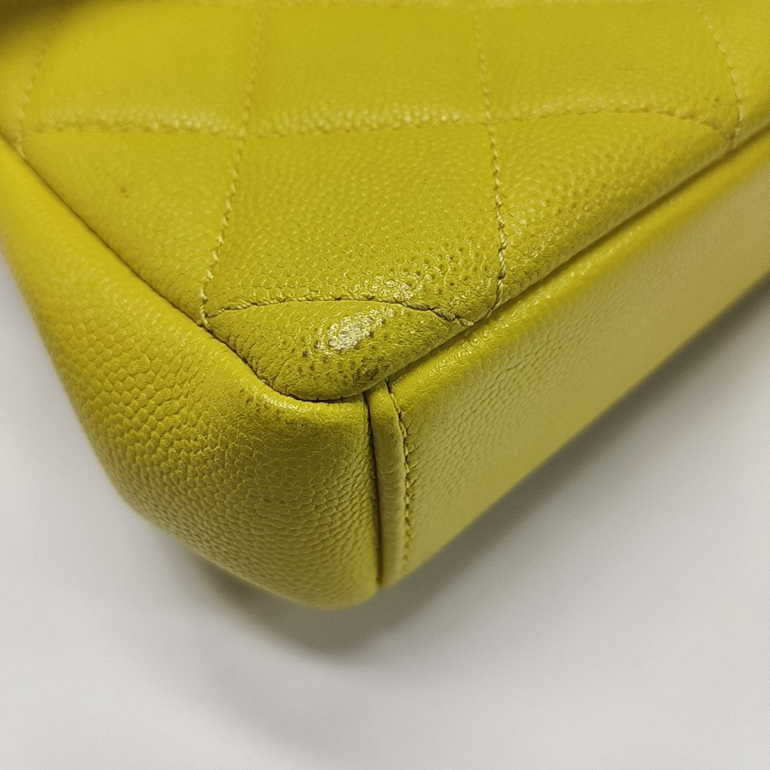 Quilted Grained Calfskin Crossbody Bag Yellow