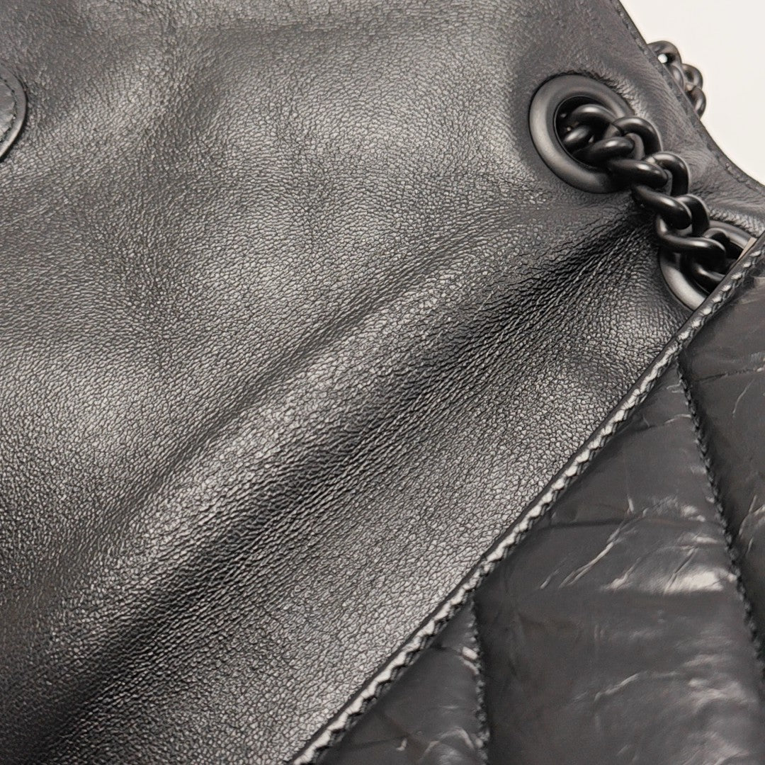 Crush Medium Quilted Calfskin Black