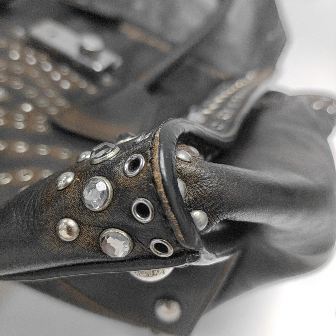 Calfskin Top Handle Bag Brown