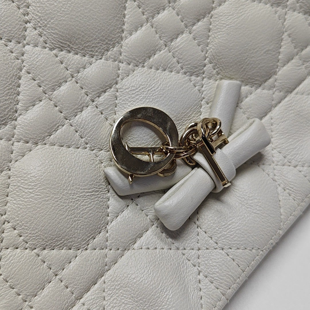 Cannage Lambskin Shoulder Bag Mini White