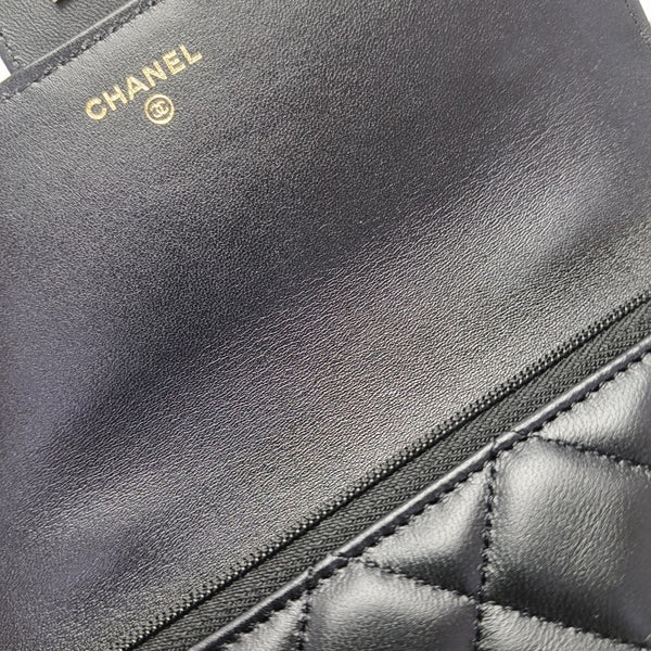 Quilted Lambskin Shoulder Bag Mini Black