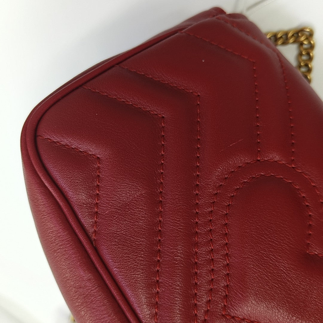 GG Marmont Mini Quilted Calfskin Red
