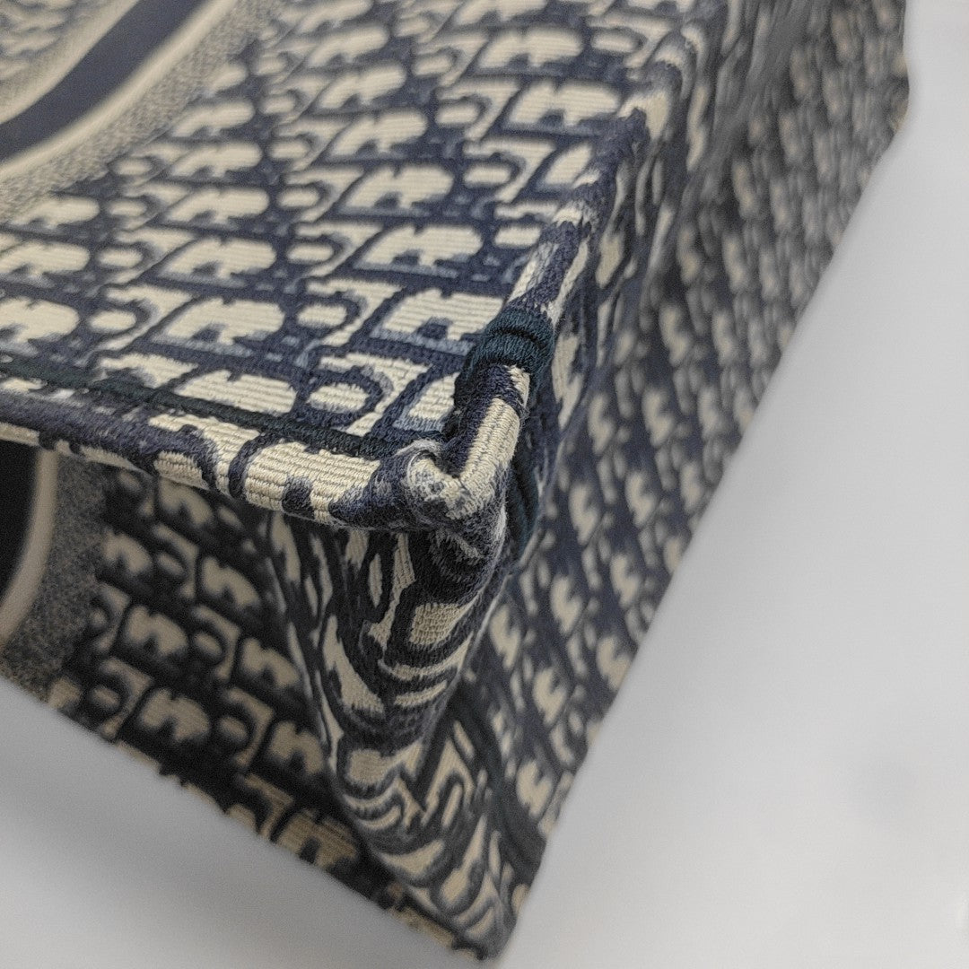 Book Tote Large Oblique Canvas Blue