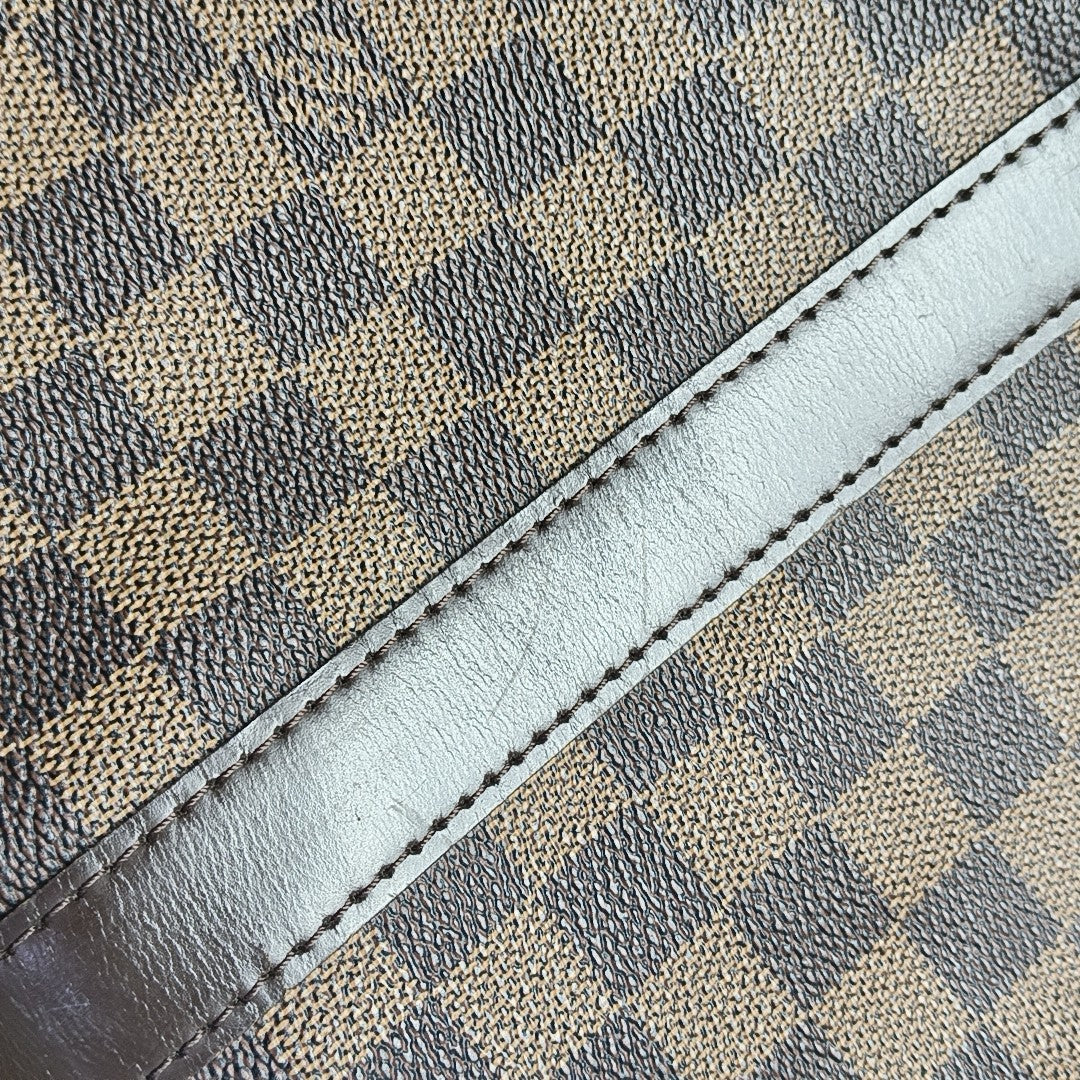 KEEPALL 55 Damier Ebene Coated Canvas Brown
