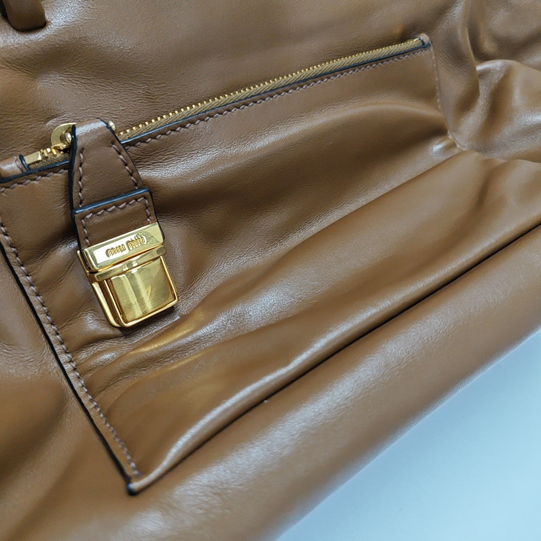 Calfskin Shoulder Bag Brown
