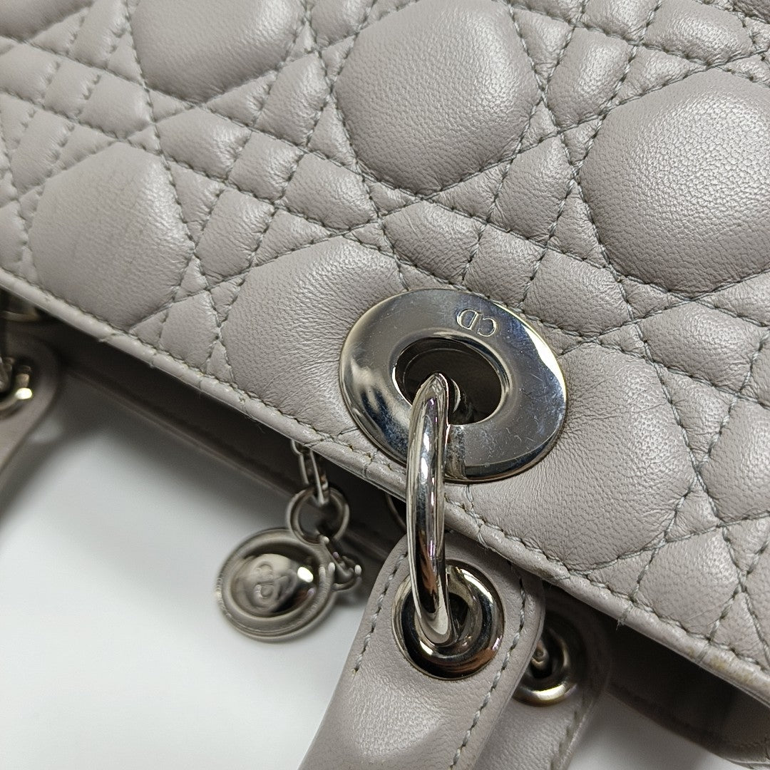 Lady Dior Medium Cannage Lambskin Gray