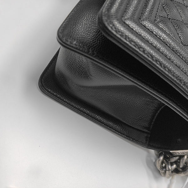BOY CHANEL Small Quilted Grained Calfskin Black