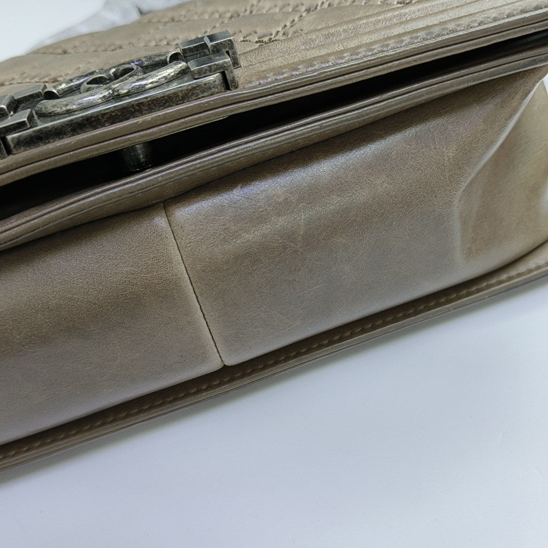 BOY CHANEL Medium Quilted Calfskin Beige