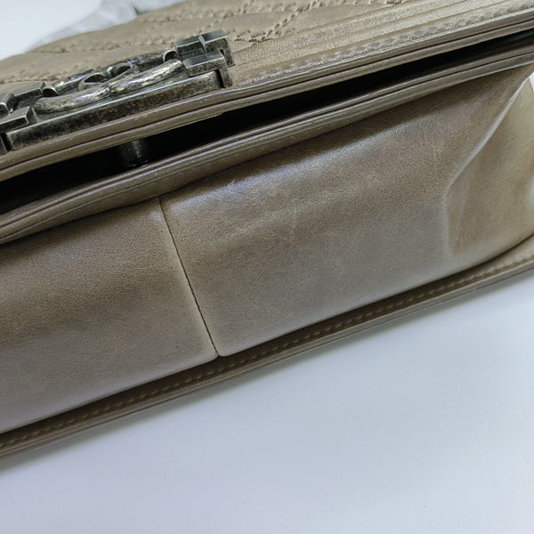 BOY CHANEL Medium Quilted Calfskin Beige