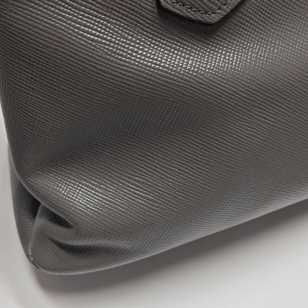 Double Medium Saffiano Calfskin Gray