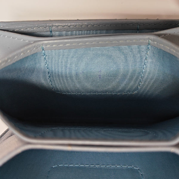 Lady Dior Cannage Patent Leather Blue Card Holder