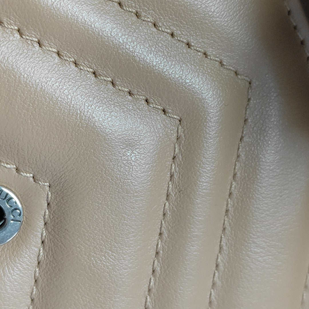 GG Marmont Mini Quilted Calfskin Beige