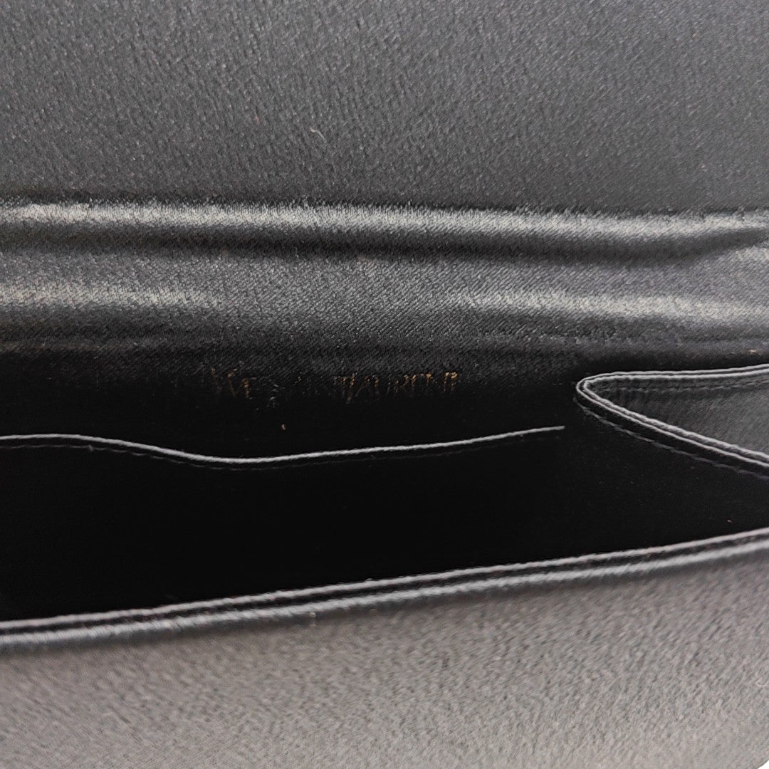 Silk Satin Shoulder Bag Black