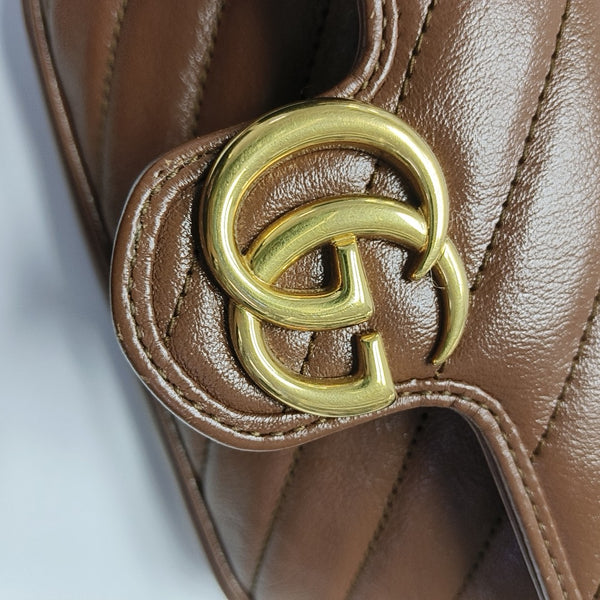 GG Marmont Mini Quilted Calfskin Brown